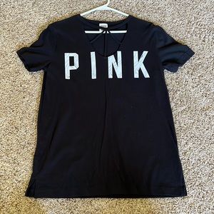 PINK t-shirt with cut out neck